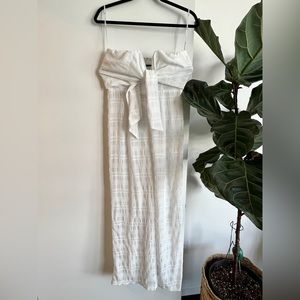 Lulu’s white strapless jumpsuit